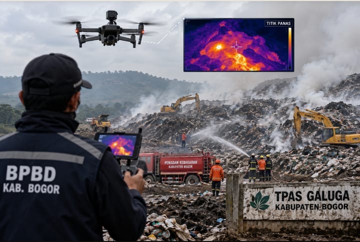 Kebakaran TPAS Galuga Masuk Hari Kedelapan, Drone Termal Dikerahkan Mencari Bara Tersembunyi