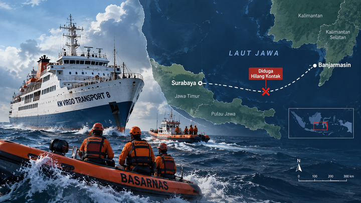 KM Virgo Transport 8 Hilang Kontak di Laut Jawa, SAR Lakukan Pencarian