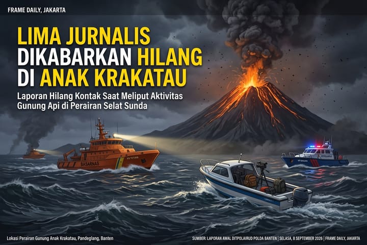 Lima Jurnalis Dikabarkan Hilang Kontak di Perairan Gunung Anak Krakatau