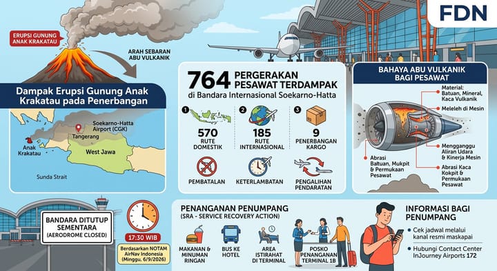 Abu Anak Krakatau Ganggu 764 Penerbangan