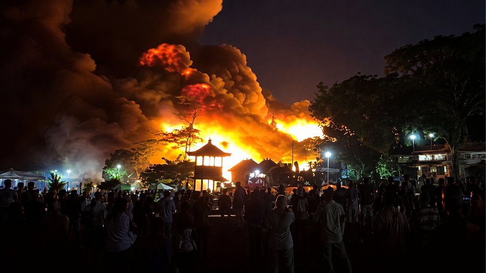 Kebakaran Besar Melanda Restoran di Seminyak Bali, Warga dan Wisatawan Panik