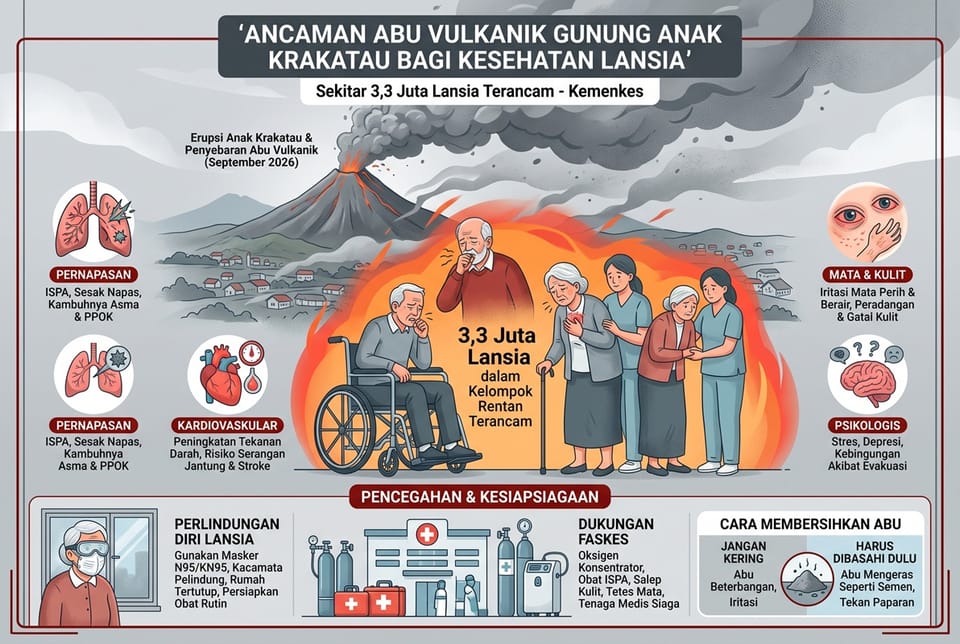 3,3 Juta Lansia Terancam Abu Anak Krakatau
